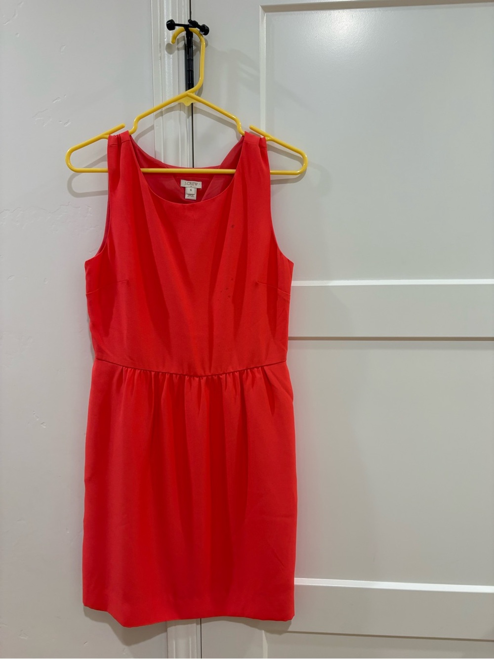J. Crew Coral Sleeveless Gathered-Waist Dress